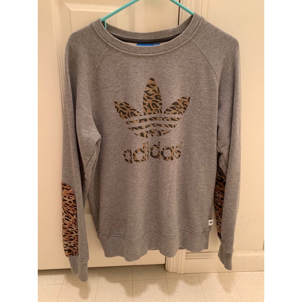 Adidas cheetah print crew neck sweatshirt